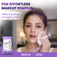 Lingettes nettoyantes pour le visage au parfum de lavande, extra douces, sans rinçage, pour le démaquillage