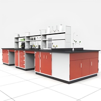 Meubles de laboratoire commerciaux en acier métallique pour écoles, type table de laboratoire commerciale et banc de laboratoire en îlot avec armoires