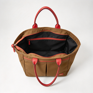 Sac fourre-tout léger en nylon pour femmes, sac à main de grande capacité avec poignées supérieures de couleur contrastée - Product Image 2