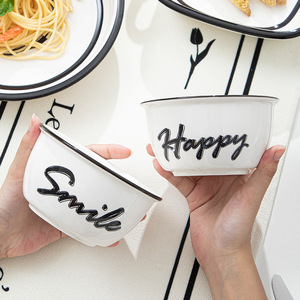 Stile giapponese <span class=keywords><strong>Design</strong></span> di lusso sostenibile cartone animato modello ceramica da tavola Set all'ingrosso uso domestico per bambini ciotole di tutti i giorni - Product Image 4
