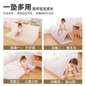 Tapis d'éveil YX-PUxlt pour bébés, 4 cm d'épaisseur, antibactérien, non toxique, inodore, en PU, blanc crème, gris, kaki - Product Image 3