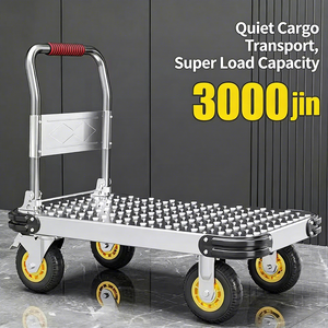 Multi-Use Steel <strong>Flat</strong> <strong>Cart</strong> with Folding Design - Portable Cargo Transport Trolley - Product Image 1
