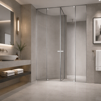 Paroi de douche en verre pivotante minimaliste FUSA, design carré moderne, verre trempé de 10 mm, quincaillerie en acier inoxydable pour hôtel