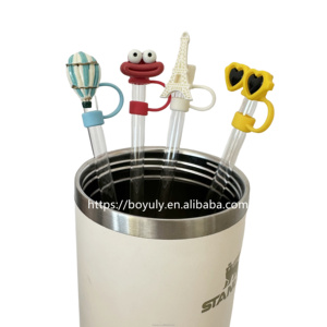 Rơm Topper Charms 10Mm Bán Buôn Cup Phụ Kiện Tái Sử Dụng Xách Tay Silicone Rơm Topper Kawaii Động Vật Biển - Product Image 2