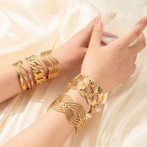 <b>Chunky</b> Hollow Butterfly Open Bangle Stainless Steel Cuff Bangle <b>Bracelet</b> Women Vintage Trendy Boho Wide Jewelry Gifts - Product Image 1