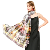 Coloré Dames Sur Mesure Imprimé Polyester Satin Écharpe Musulman Hijab Foulard pour les Femmes