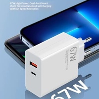 Chargeur standard européen 120W avec câble de données Type-C, tête de charge rapide double port USB-A et Type-C 67W pour Xiaomi pour Huawei