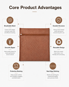 Bolsa de lavandería con cremallera de malla duradera, bolsa portátil para almacenamiento de ropa, organizador de prendas para el hogar y viajes - Product Image 1