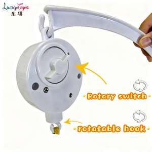 موبايل سرير الأطفال للتعليم المبكر 360 درجة °   جرس سرير موسيقي دوار على شكل أرنب ودببة، ألعاب معلقة ناعمة من القطيفة للمواليد الجدد - Product Image 5