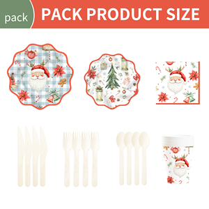 Juego de Vajilla con Temática Navideña DAMAI, Incluye Vasos de Papel de 7 y 9 Pulgadas y Servilletas para Fiestas Navideñas - Product Image 2