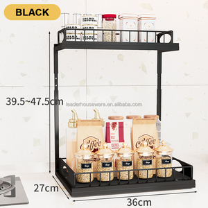Organizzatore Estraibile a Due Livelli in Metallo per Sotto Lavello, Scaffale Multifunzione Regolabile in Altezza per Armadio - Product Image 2