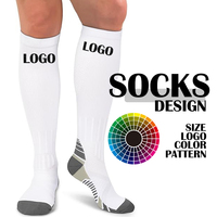 Chaussettes de compression personnalisées à étiquette privée, hauteur genou, 20-30 mmHg, fibre élastique, confortables, pour voyage