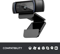 Logitech C920 Pro HD Webcam 1080P Autofokus USB Kamera Web dengan Mikrofon Stereo Ganda untuk Streaming Langsung Konferensi Video PC