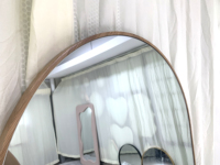 Miroirs muraux décoratifs encadrés de bois lisse 80x180cm, miroir mural en bois massif durable, forme d'arche irrégulière, style antique vintage pour