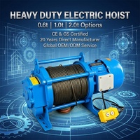 Nouveau treuil électrique 220 V en promotion avec capacité de charge de 600 kg et câble métallique de 30 m/60 m pour usines de fabrication et ateliers de réparation de machines