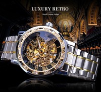 Reloj de Pulsera Mecánico Automático Winner 1089 con Función Tourbillon, Fase Lunar Luminosa, Elegante y Multifuncional