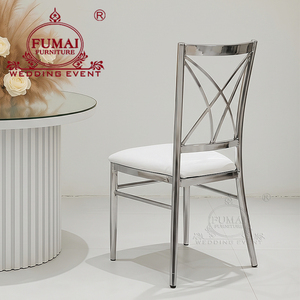 Stainless Steel Cross Back Hotel <b>Chair</b> with White Foam Cushion Modern Design Indoor Commercial Furniture - Product Image 3