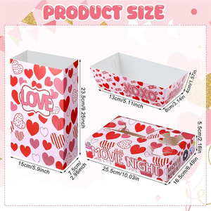 Artículos para Fiestas de San Valentín, Bandejas de Papel para Aperitivos con Diseño de Corazón y <span class=keywords><strong>Amor</strong></span>, Bolsas para Palomitas para Fiestas en Casa, Cumpleaños, Cine - Product Image 2
