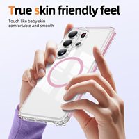 Nouveautés : Étui de protection 360° en acrylique transparent + TPU pour S23 Ultra, design blindé avec support magnétique pour S26/S25/S24