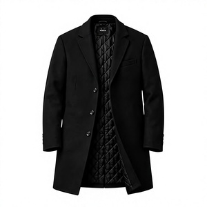 Custom Men's Premium Wool Overcoat | Winter Knee-Length Coat | <b>Quilted</b> Satin Lining | <b>Single</b> Button Closure | OEM ODM - Product Image 1