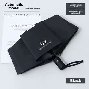 Custom Logo Classic Pongee Fully-Automatic Waterproof Sun Protection <b>Windproof</b> UV Proof Compact <b>Umbrella</b> Promotional - Product Image 3