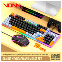 VONN VON280 Mini clavier et souris de jeu filaire 98 touches Ensemble clavier-souris filaire pour PC portable