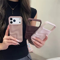 Étui de téléphone portable en cuir véritable de haute qualité, anti-empreintes digitales, résistant aux chocs, style Ins, avec support de téléphone intégré, effet vague d'eau 3D mat