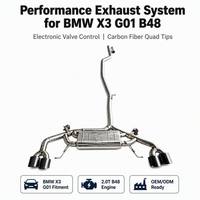 Système d'échappement Catback pour BMW X3 X4 G01 G02 2.0T B48 avec commande électronique à distance, embouts quadruples en fibre de carbone