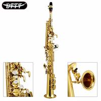 Super Factory OEM Wholesale Cheap Brass Bb Handmade Carving Soprano Saxophone Gold Lacquer Surface Straight