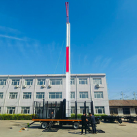 Tour de communication mobile télescopique rétractable à levage manuel, avec caméras, mât de drapeau et antenne, en acier profilé, 15M-200M