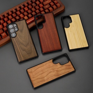 Étui de téléphone personnalisé en bambou, noyer et cerisier, coque en bois naturel gravée, antichoc, en TPU pour <span class=keywords><strong>Samsung</strong></span> S26 Ultra A55 A54 OEM ODM - Product Image 4