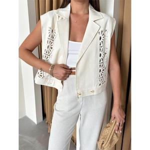 Chaleco de Gabardina para Mujer, Prenda Exterior 100% Poliéster con Detalles de Encaje, Estilo sin Mangas - Product Image 5