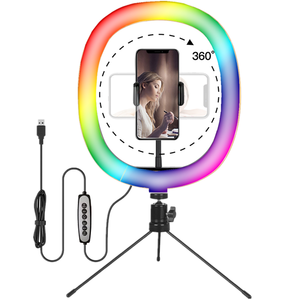 Anneau lumineux RGB de 10 pouces/12 pouces pour téléphone portable, lumière annulaire à intensité variable pour photographie de photo de bureau, lumière de beauté en direct de TikTok, lumière annulaire pour selfie - Product Image 1