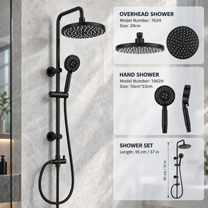 Ensemble <span class=keywords><strong>de</strong></span> <span class=keywords><strong>douche</strong></span> noir mat accessible avec douchette à main, flexible, <span class=keywords><strong>barre</strong></span> <span class=keywords><strong>de</strong></span> maintien coulissante et poignée anti-brûlure <span class=keywords><strong>pour</strong></span> salle <span class=keywords><strong>de</strong></span> bain - Product Image 3