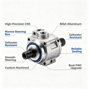 Boîtier de direction haute précision en acier inoxydable/aluminium billette usiné CNC et par électroérosion à fil pour bateaux marins et motomarines - Product Image 3