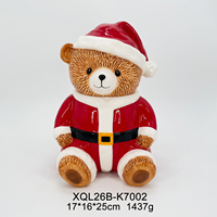 Pot à biscuits en céramique personnalisé, motif ours de Noël, décor de cuisine festif peint à la main, 25 cm