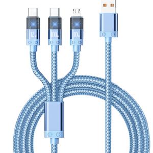Nuevo Producto: Cable de Datos USB Tipo-C de 100W 3 en 1 con Pantalla LED para Teléfono Móvil, Carga Rápida de 6A para Uso en Automóvil - Product Image 1