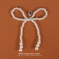 Boucle de chaussure à nœud papillon en perles à double couche, breloque faite à la main, clip de décoration pour chaussures, pendentif pour sac, porte-clés en forme de nœud