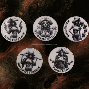 5 Monedas Coleccionables <span class=keywords><strong>de</strong></span> Plata Plateada <span class=keywords><strong>de</strong></span> Piratas Negras y Blancas para Niñas, Tema Desafío Pirata - Product Image 1
