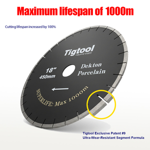 <span class=keywords><strong>Superlife</strong></span> Max 1000m Coupe sans copeaux 45 °   Lame de scie silencieuse pour découpe d'angle Tigtool 18'' 450mm pour Dekton/Porcelaine/Pierre frittée - Product Image 3
