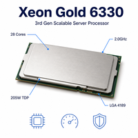 Processeur de serveur Gold 6330, 28 cœurs, 2,0 GHz, 3,1 GHz Turbo, 42 Mo, 205 W TDP, LGA4189, pour centre de données
