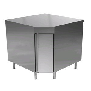 Tavolo ad angolo in acciaio inox a 90 ° con porte - Product Image 1