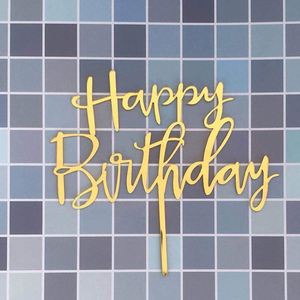 Decoración de Pastel Acrílica Escrita a Mano, Letrero de Pastel con la Frase "Happy Birthday" en Inglés - Product Image 2