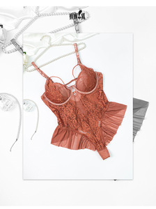 Mono transparente erótico de talla grande suave con cintura ceñida a las nalgas expuestas Lencería Sexy Mseh con bordes con volantes - Product Image 6