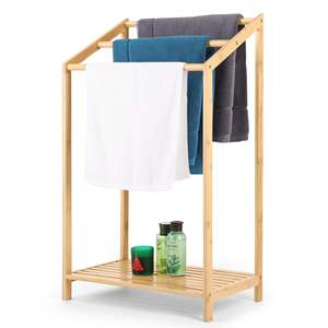 Portasciugamani in bambù per lavanderia <span class=keywords><strong>porta</strong></span>-coperte a 3 livelli <span class=keywords><strong>porta</strong></span>-coperte per bagno in piedi - Product Image 1