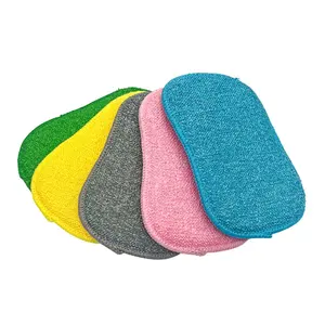 Multifunctionele Dubbelzijdige Microfiber Scrub Spons Duurzame Pot Schoonmaken Keuken Gereedschap Servies Schuren Reinigingspads