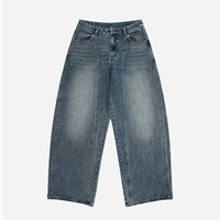 Jeans vintage de haute qualité en gros, jeans droits à jambes larges pour hommes, taille plus, unisexe, coupe ample, streetwear hip-hop, jeans baggy pour hommes
