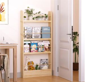 Trẻ Em Kệ Sách 4-Tier Phía Sau Cửa Kệ Mỏng Tường Cuốn Sách Kệ Trẻ Em Cuốn Sách Giá Bằng Gỗ Lưu Trữ Organizer & Boovecase Trẻ Em - Product Image 1