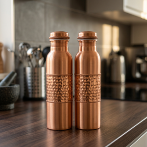 Termo de Acero Inoxidable de Doble Pared con Textura Martillada, 100% Cobre, Fácil Agarre, Apto para Lavavajillas, 750ml, Aislamiento de 12-24 Horas, Precio de Fábrica - Product Image 1