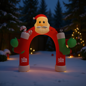 Arche gonflable de Noël pour l'extérieur, décoration de jardin pour les fêtes, design Père Noël éclairé par LED, 126 pouces, en PVC - Product Image 2